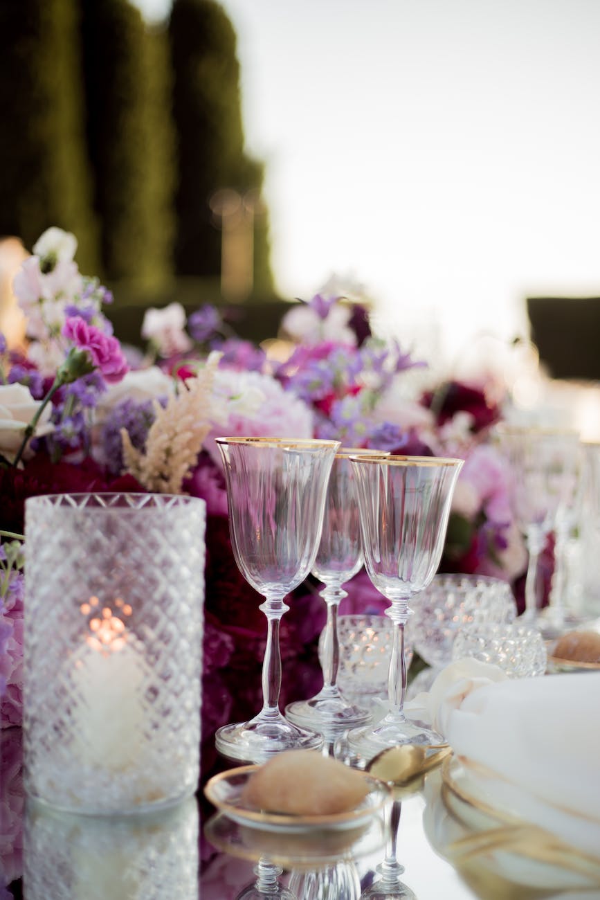glassware on decorated table