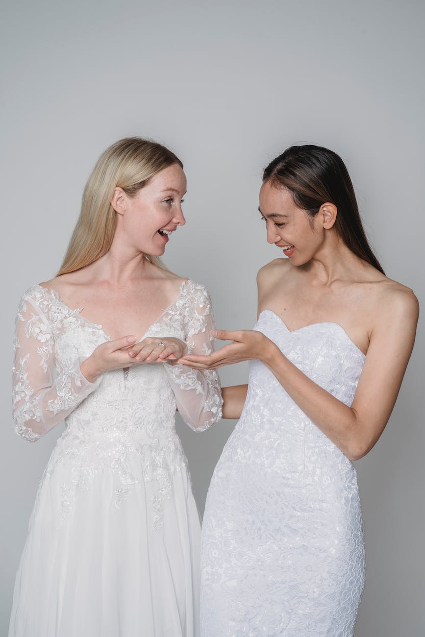 women in their wedding gowns